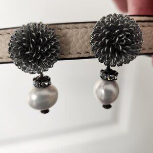 Earrings Vintage Style Silver Pearl Crystal